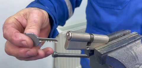 Locksmith Florence SC rekeying a euro cylinder lock